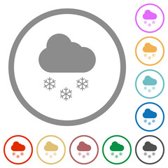 Snowy weather flat icons with outlines