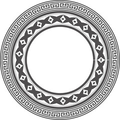 Circle Greek frame. Round meander border. Decoration pattern.