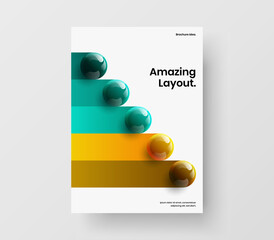 Multicolored company identity A4 vector design concept. Minimalistic realistic balls leaflet template.