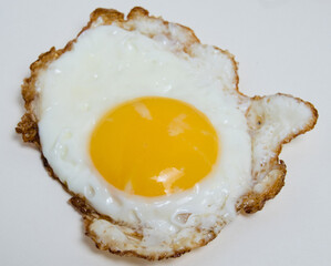 Fried egg isolate on white background. Concept of high prices for eggs and food. Concept of healthy eating