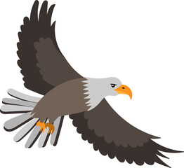 Bald eagle. Cartoon vector illustration for children isolated on white background.
