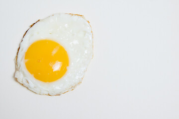 Fried egg isolate on a white background flatlay