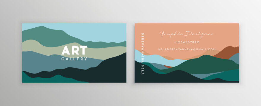Clean and simple modern business card. Set of abstract backgrounds.