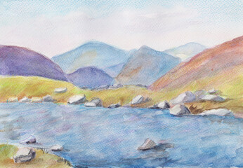 High mountains and stormy river