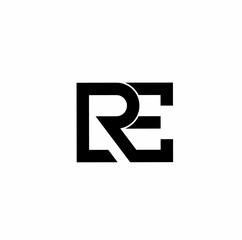 re re r e initial letter logo isolated on white background - obrazy, fototapety, plakaty