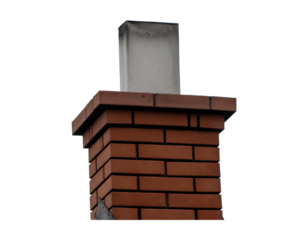 Brick chimney isolated on transparent background. Exterior house