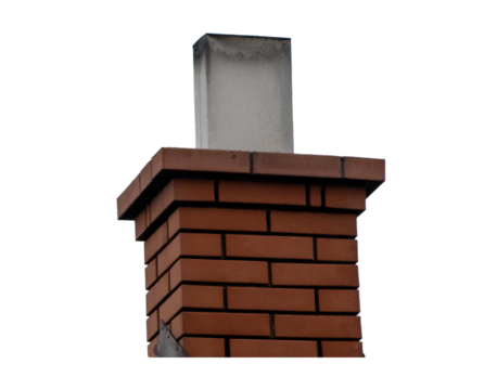 Brick chimney isolated on transparent background. Exterior house