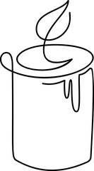 Vector hand drawn one line burning candle icon. Continuous Christmas advent outline illustration for greeting card, web design isolated holiday invitation