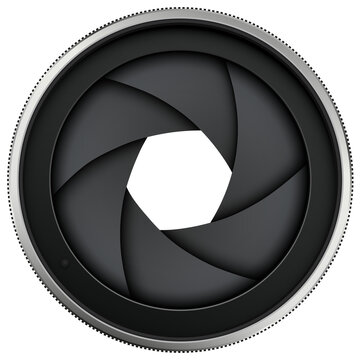 Camera lens shutter, 3d icon isolated.