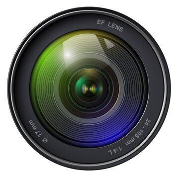 Camera photo lens 3D realistic icon isolated.