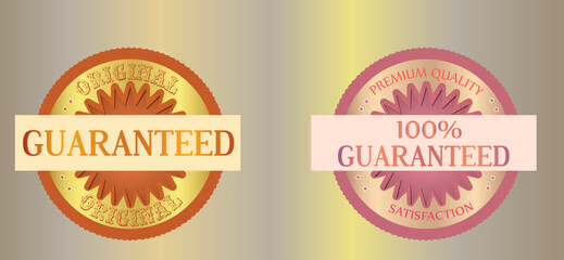 Guaranteed badge, rubber stamp, Golden badge
