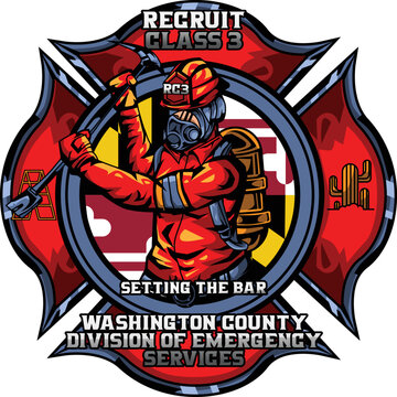 Fire fighter with red color holding bar