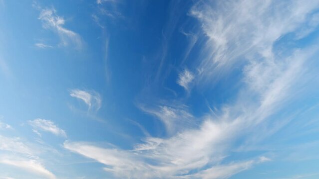 Cloud cirrus nature with skyscrapers. Nice weather and environment concept. Timelapse.