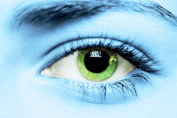 green eye of a young girl