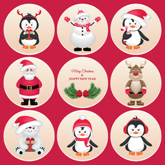 Set of Cute Premium Christmas Stickers