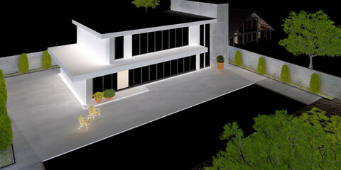 3d render of luxury house exterior