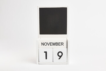 Calendar with date 19 November and place for designers. Illustration for an event of a certain date.