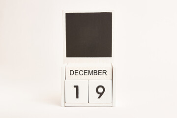 Calendar with the date December 19 and a place for designers. Illustration for an event of a certain date.
