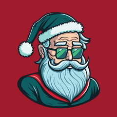Santa Claus Vector Illustration Logo Mascot and Icon Cartoon Christmas holiday character
