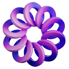 3d Abstract Shape Illustration. Gradient Color.