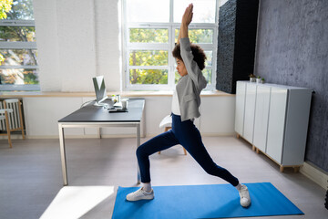 Corporate Employee Woman Standing Doing Fitness