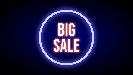 Big sale, neon banner for discounts and promotions, neon coupon.