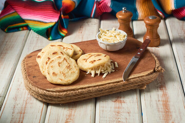Arepas, traditional Latin American breakfast, food from Colombia and Venezuela.