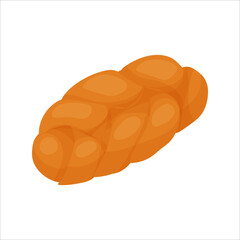 A loaf of bread. Butter pastry. Confectionery. Bun for breakfast. Bakery. Vector illustration on a white background.