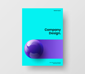 Bright brochure A4 vector design illustration. Trendy 3D spheres placard layout.