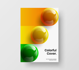 Creative 3D spheres front page illustration. Fresh corporate brochure A4 vector design template.