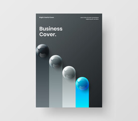 Premium 3D spheres catalog cover concept. Fresh corporate brochure A4 vector design template.