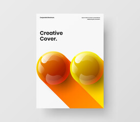 Bright 3D balls pamphlet concept. Fresh placard A4 design vector illustration.