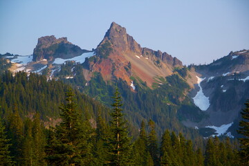 Looking at the mountain peek.