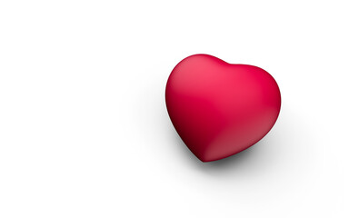 Red heart shape isolated on white 3d illustration