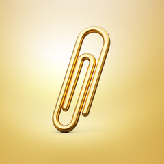 Obraz premium Paper clip gold isolated over white background on 3d illustration