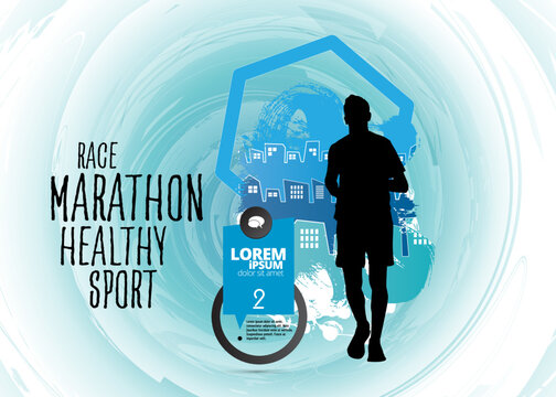 Running man. Sport background ready for poster or banner, vector.
