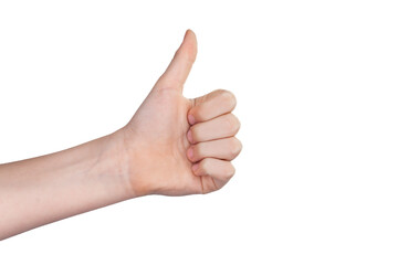 A hand showing thumbs up, isolated, transparent background