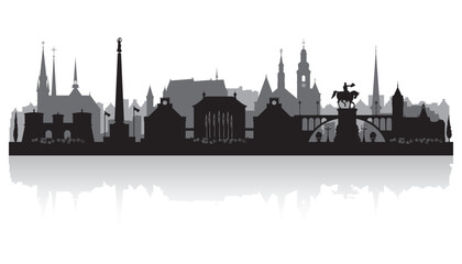 Luxembourg city skyline silhouette - obrazy, fototapety, plakaty