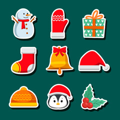 Hand drawn christmas characters and elements sticker