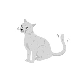 Cute gray cat isolated in flat vector style.