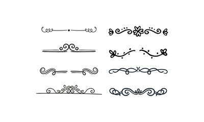 Stroke brush smooth curve straight swirly decorative vector lines flower pack
