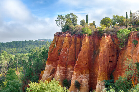 Colorful former ochre quarries of the Apt valley, Vaucluse  region, France