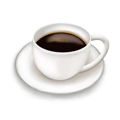Hand Drawn Watercolor White Cup Of Coffee.Watercolor coffee illustration.