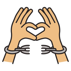 hands with handcuffs and heart