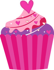 Valentine cupcake icon with hearts 