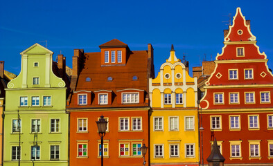 Fototapeta premium Colorful Old houses in old town, wroclaw, poland 
