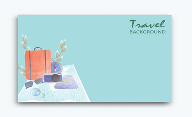 travel background with simple and elegant watercolor elements