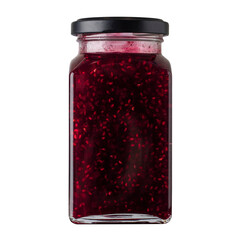 Glass jar with raspberry jam on a transparent background. Element for design. isolated object