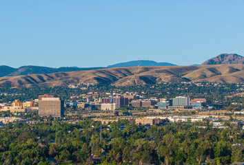 Fototapeta na wymiar Aerial view of the skyline of Golden Colorado