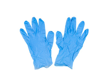 Blue latex gloves - obrazy, fototapety, plakaty